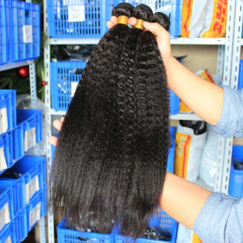 100%Virgin Raw Human Hair Kinky Straight Bundles 